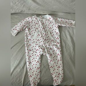 Boutchou heart footie jumpsuit long sleeve